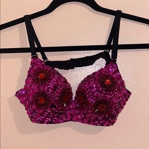 Fuchsia Sequins Bra